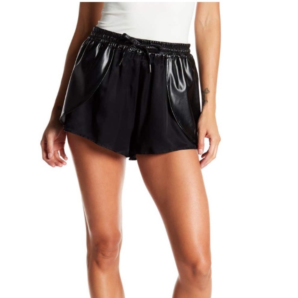 BLANKNYC Denim Draped Faux Leather Shorts/skort